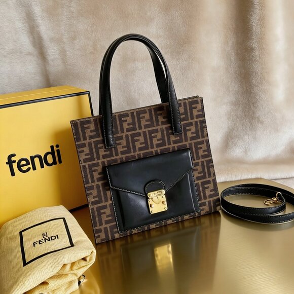 Fendi Handbags - Fendi Vintage Zucca Flip Lock Tote
